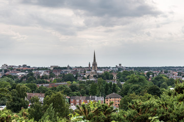 Fototapeta na wymiar Norwich skyline from a nearby hill