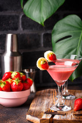 Sweet summer strawberry alcoholic cocktail