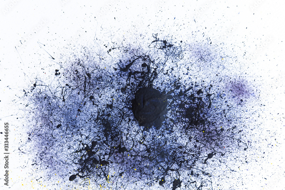 Poster ink splashing on with paper.