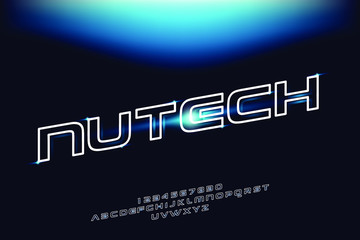 Nutech, an Abstract modern minimalist alphabet fonts. technology futuristic display creative Typography. vector illustration