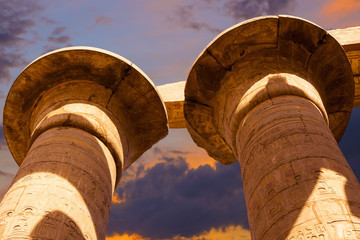 Ancient ruins of the Karnak Temple in Luxor (Thebes), Egypt. The largest temple complex of...