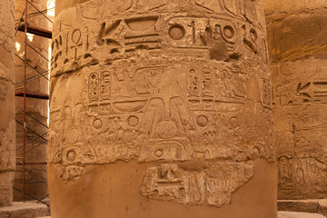 Ancient ruins of the Karnak Temple in Luxor (Thebes), Egypt. The largest temple complex of antiquity in the world. UNESCO World Heritage.