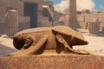 Statue of Khepri the sacred scarab in Karnak Temple Complex Luxor, Egypt