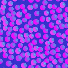 Pink Blue Balls Seamless Pattern on Blue Background