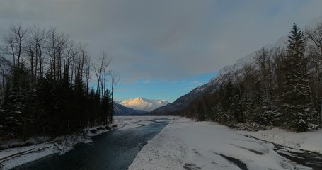 Frozen river in Alaska 