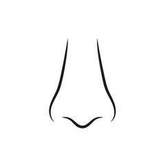 Icon of human nose with nostrils in full face. Smelling organ vector isolated on white background.