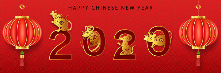 Chinese traditional template of chinese happy new year on red Background as year of rat, healthiness, lucky and infinity concept.