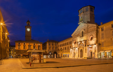 REGGIO EMILIA, ITALY - APRIL 12, 2018: Piazza del Duomo square at dusk..