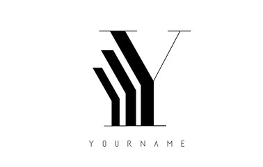 Y Letter Logo with Graphic Elegant Black Lines Design. Letter A