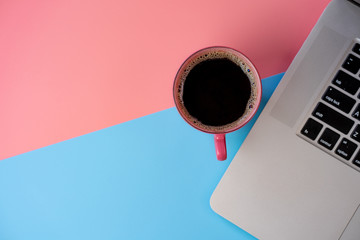 Cup coffee at working space.