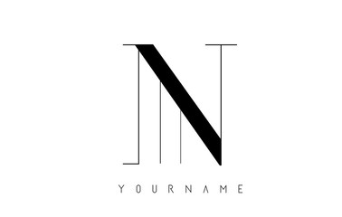 N Letter Logo with Graphic Elegant Black Lines Design. Letter A