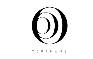 O Letter Logo with Graphic Elegant Black Lines Design. Letter A