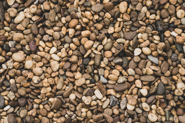 Textured small brown stones background.