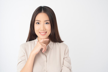 Obraz premium Attractive Asian woman portrait on white background