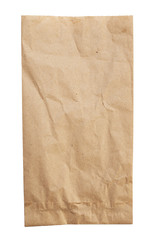 Empty craft paper bag isolated on white.