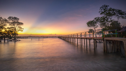 Fototapeta na wymiar Wonderful Sunset at Batam Bintan Beach Indonesia