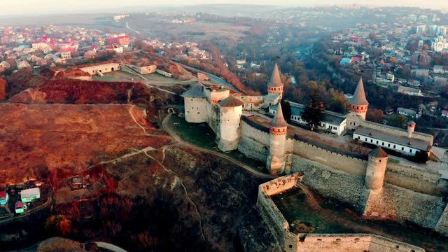Sunrise above Kamianets-Podilskyi fortress, Ukraine