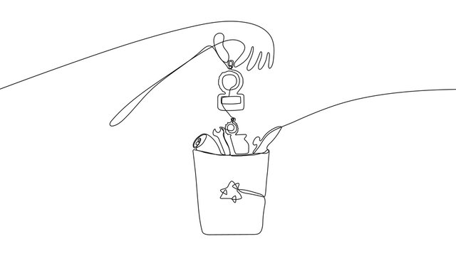 continuous line drawing of tools in a bucket clip art preview