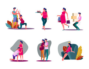 Set of women being pregnant