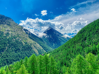 Mountain view on sunny summer day