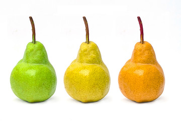 Pear fruits on white background for strong healthy.