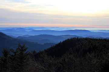 Fototapeta premium beautiful Black Forest at sunset - Mummelsee, Germany