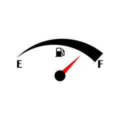 Full fuel gauge icon. Gasoline indicator on white background. Vector fuel indicator isolated.