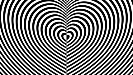 Minimalistic abstract hypnotic pattern. Futuristic minimal ornament in the form of stripes repeating the shape of an endless heart. Optical illusion of movement.