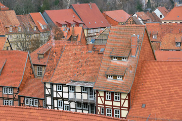 The roofs of historic old town of Quedlinburg