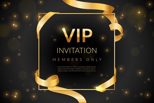 VIP. Luxury gift card, vip invitation coupon, certificate with gold text, exclusive and elegant logo membership in prestige club vector design
