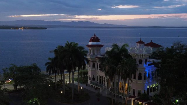 Palacio de Valle at dawn, elevated view, Cienfuegos, Cienfuegos Province, Cuba
