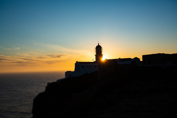 Lighthouse of Cabo Sao Vicente, Sagres, Portugal at Sunset - Farol do Cabo Sao Vicente 