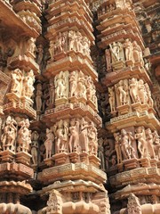 The frescoes are erotic inside the temples of the Western group including Visvanatha-Khajuraho, Madhya Pradesh, India, UNESCO heritage