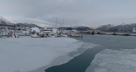 Frozen harbor in Alaska 