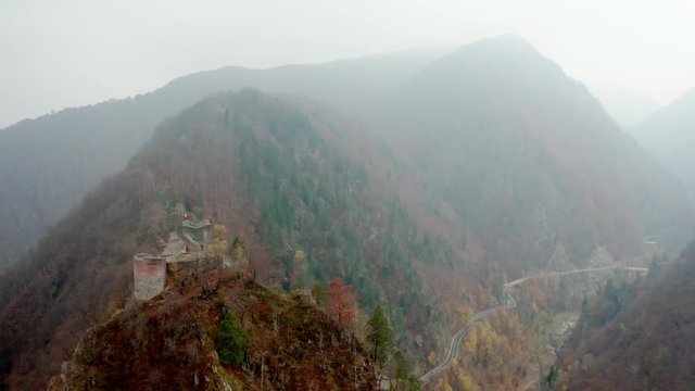 Ruined Poenari Castle in Romania