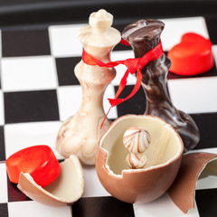Valentine's Day with Chocolate Chess Pieces