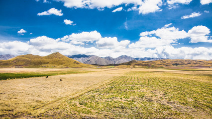 Beautiful landscapes on the road between Puno and Cosco , Peru.
