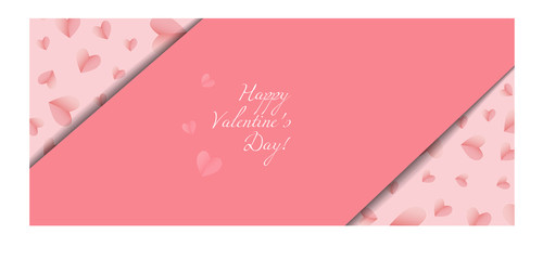 Valentine's day banner. Background with paper cut effect and gradients hearts. Copy space for your text. Gift card, advertising, poster conceptual model.