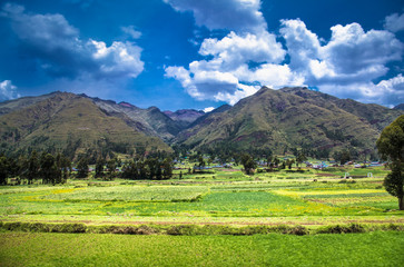 Fototapeta na wymiar Beautiful landscapes on the road between Puno and Cosco , Peru.