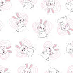 Obraz na płótnie Canvas seamless cute bunny pattern vector illustration