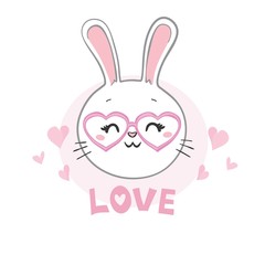 Valentines Day bunny rabbit with red heart that says