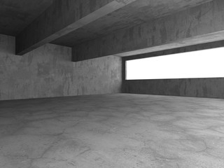 Dark concrete empty room. Modern architecture design