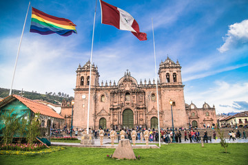 Plaza de Armas in historic center of Cusco Peru