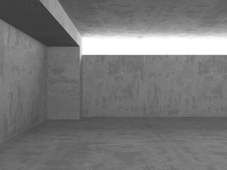 Dark concrete empty room. Modern architecture design