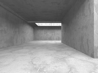 Dark concrete empty room. Modern architecture design
