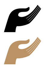Sign Hand Palm Egyptian style. Silhouette. Vector.