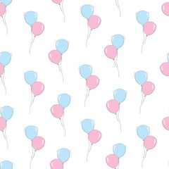 Seamless primitive retro background with party balloons of different colors ideal for baby shower