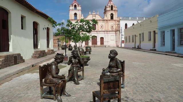 Martha Jimenez Perez Sculptures and Nuestra Senora del Carmen Church, Plaza del Carmen, Camaguey, Camaguey Province, Cuba