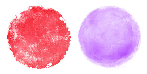 Two watercolor circles on white as background