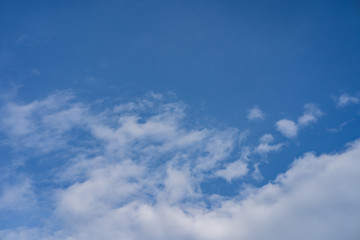 Tiny clouds against blue sky.